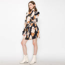 Black floral print mini dress