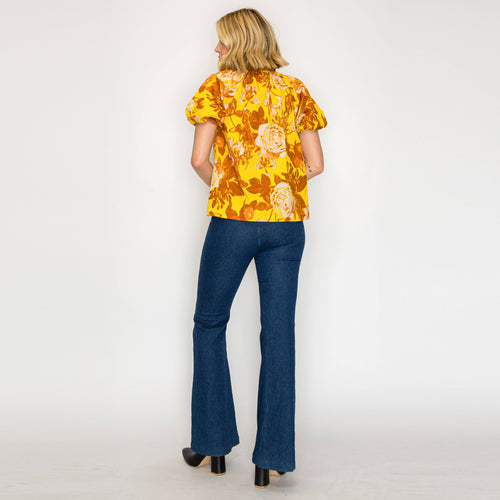 Merigold Rose Print Blouse with Tie