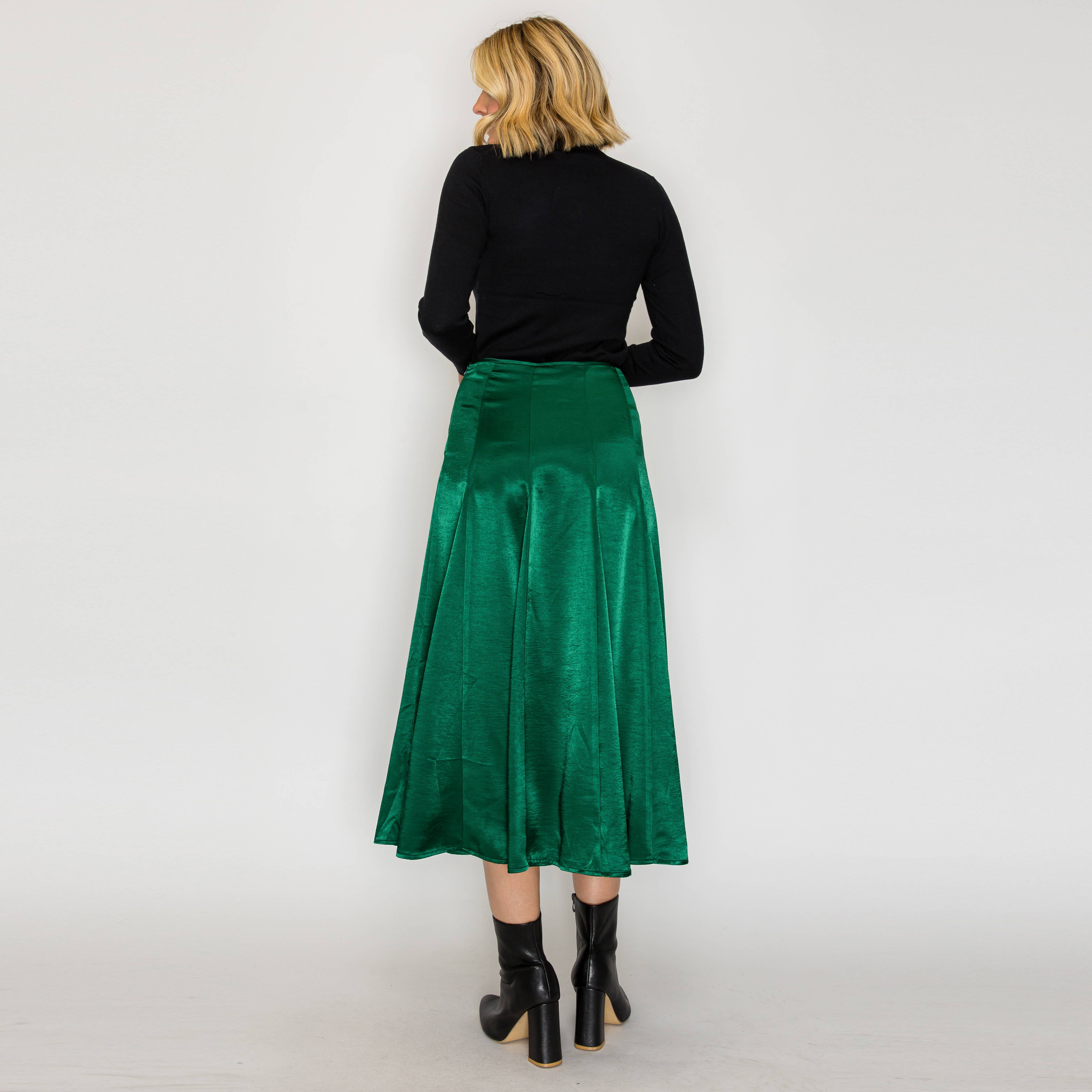 ESSENTIAL Satin Skirt for Every Girl - Dark Green