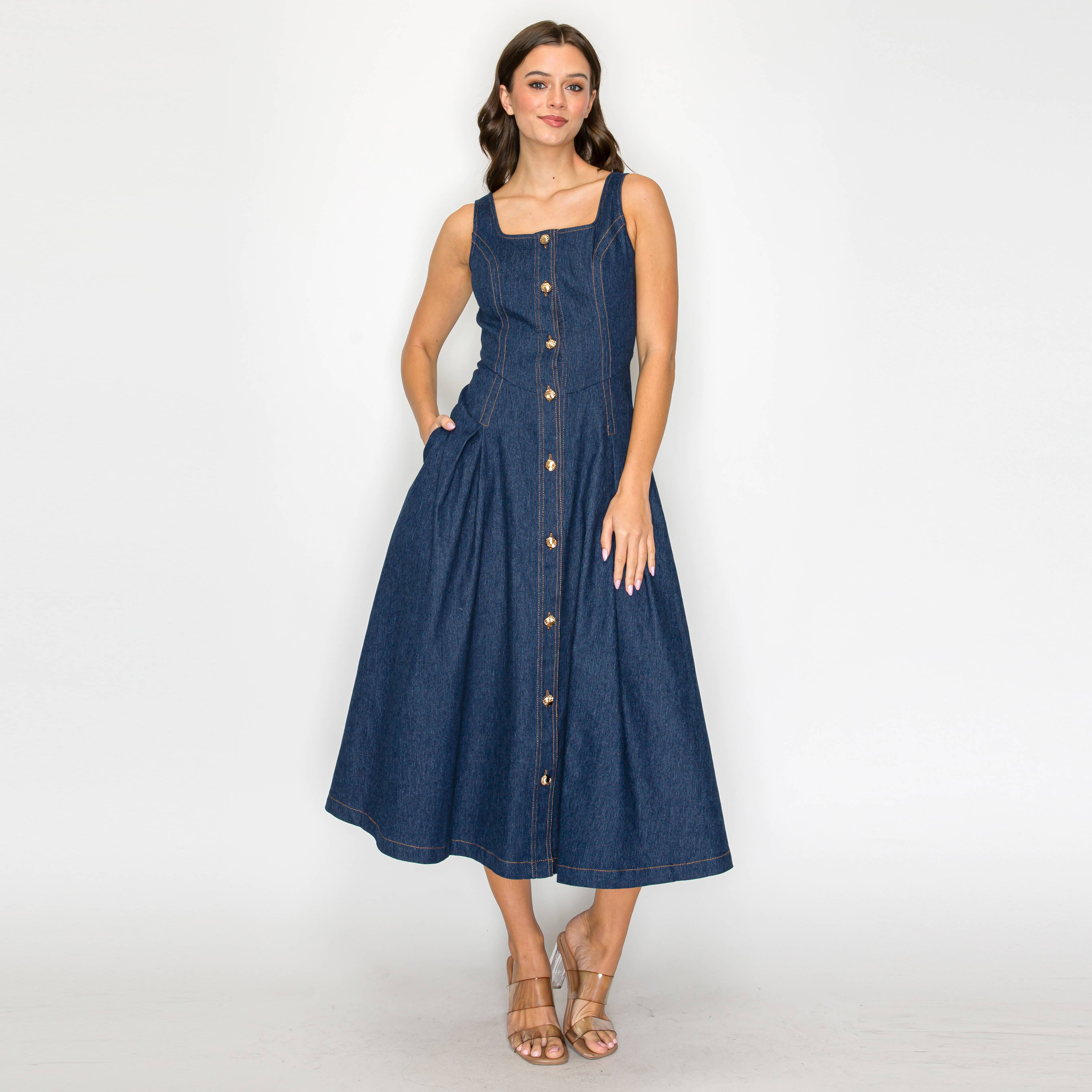 The Willow Denim Midi Dress