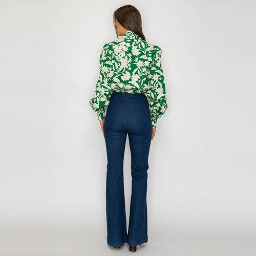 Emerald Garden Bow-Tie Blouse