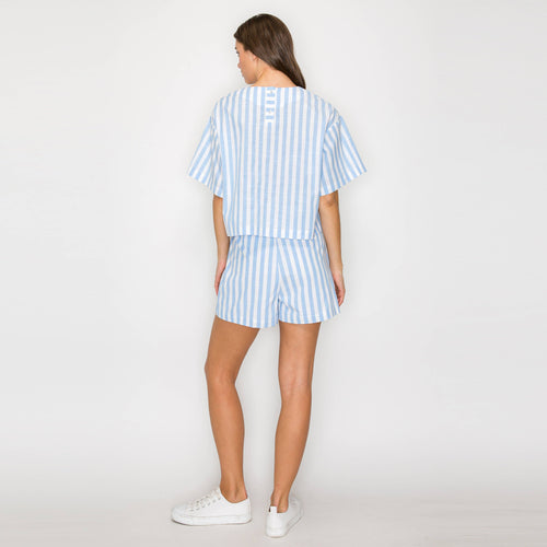 Ruffle Ruffle Stripe Skort - Blue & White Stripe