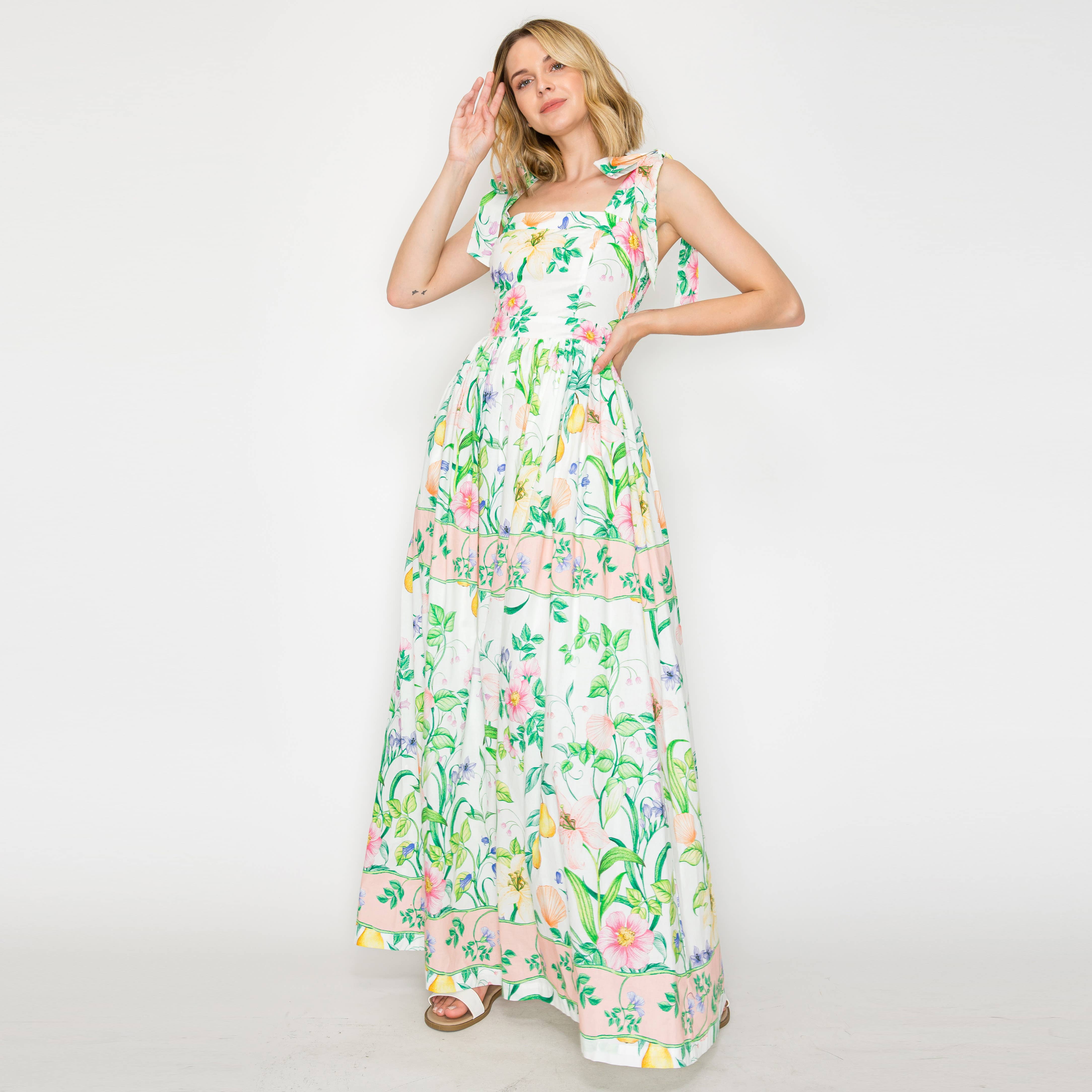 Summer Romantic Garden with Shell Maxi Dress