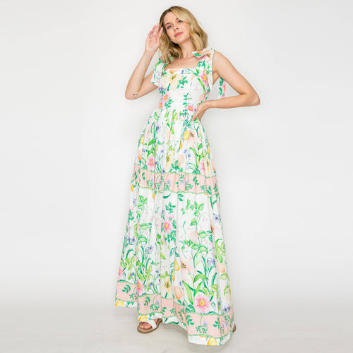 Summer Romantic Garden with Shell Maxi Dress