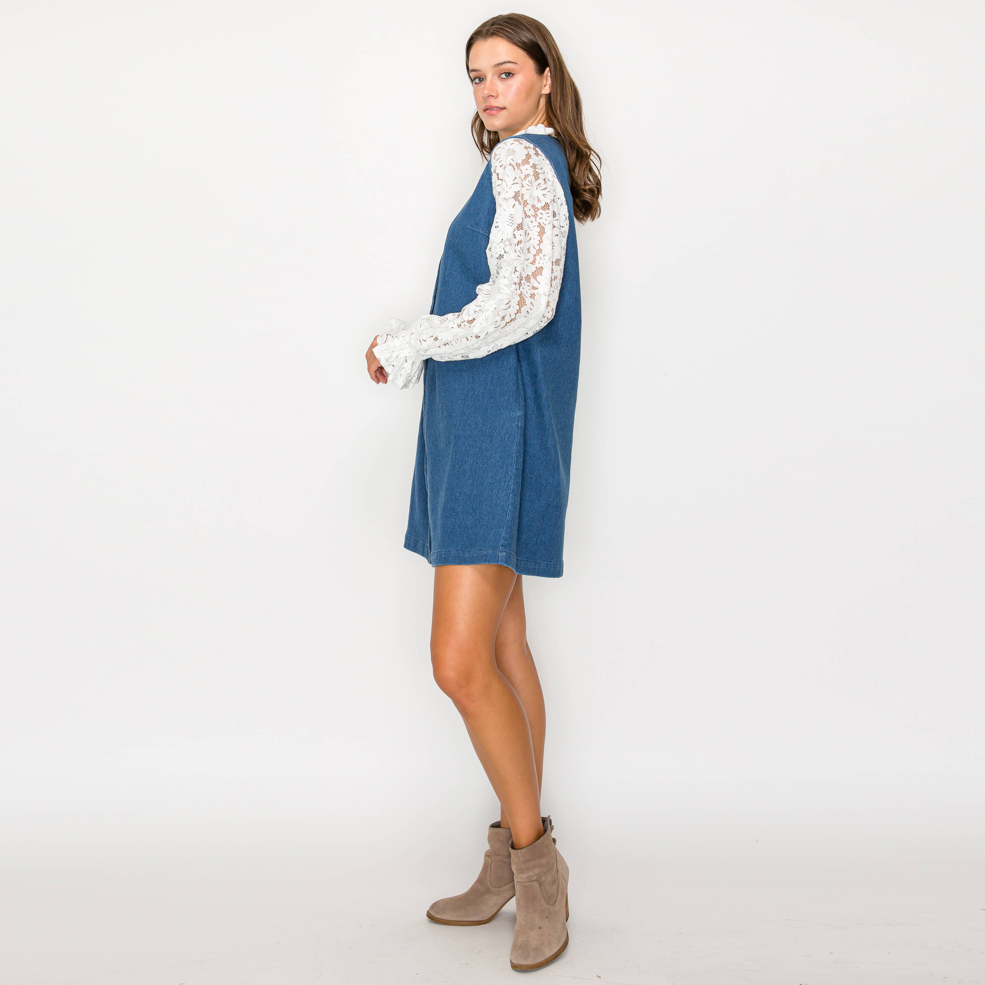 Scallop lover denim mini dress