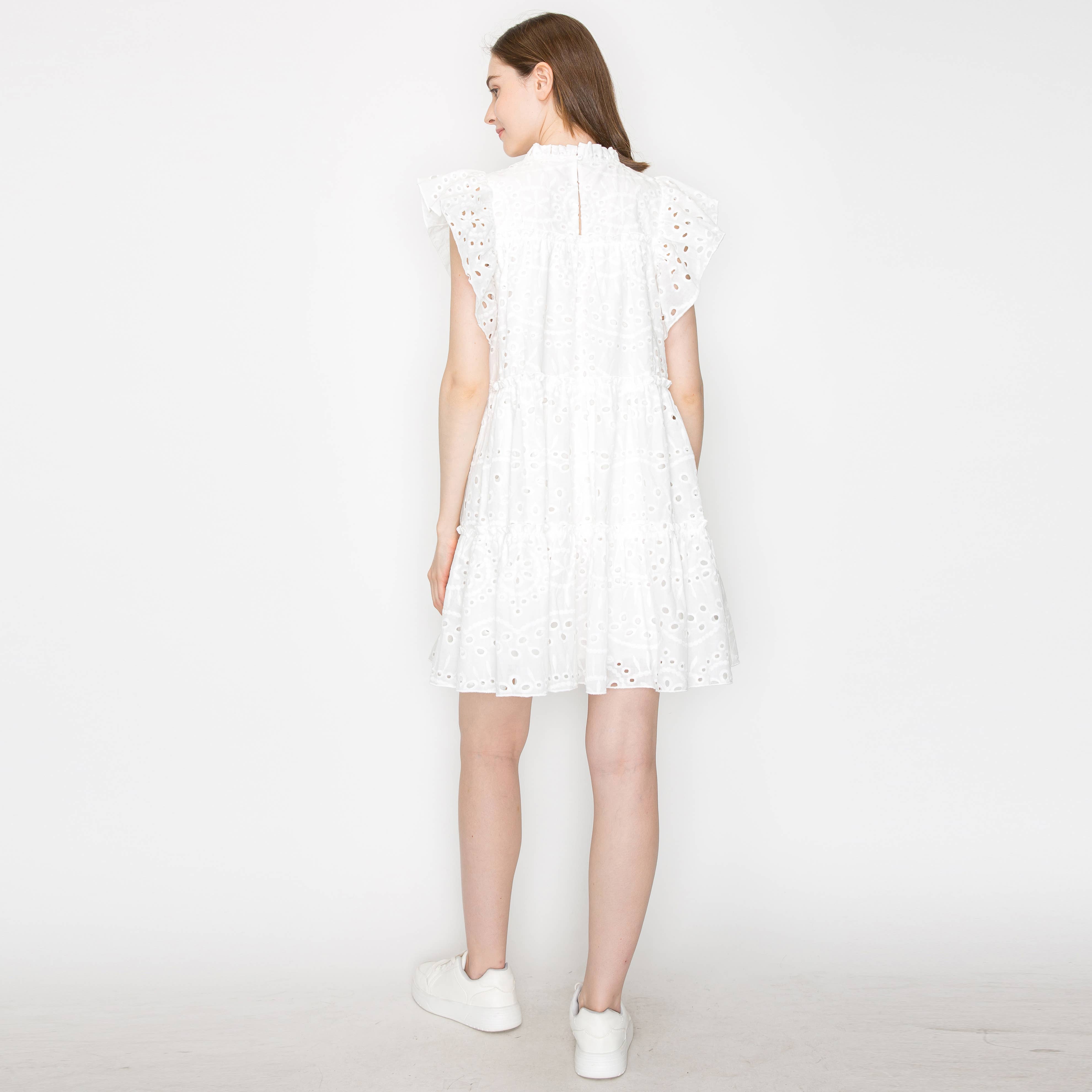 Cotton eyelet mini dress