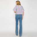 Ruffle Ruffle Stripe Top - Blue & Red stripe