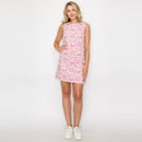 Single Pink Lace Patch Work Mini Shift Dress