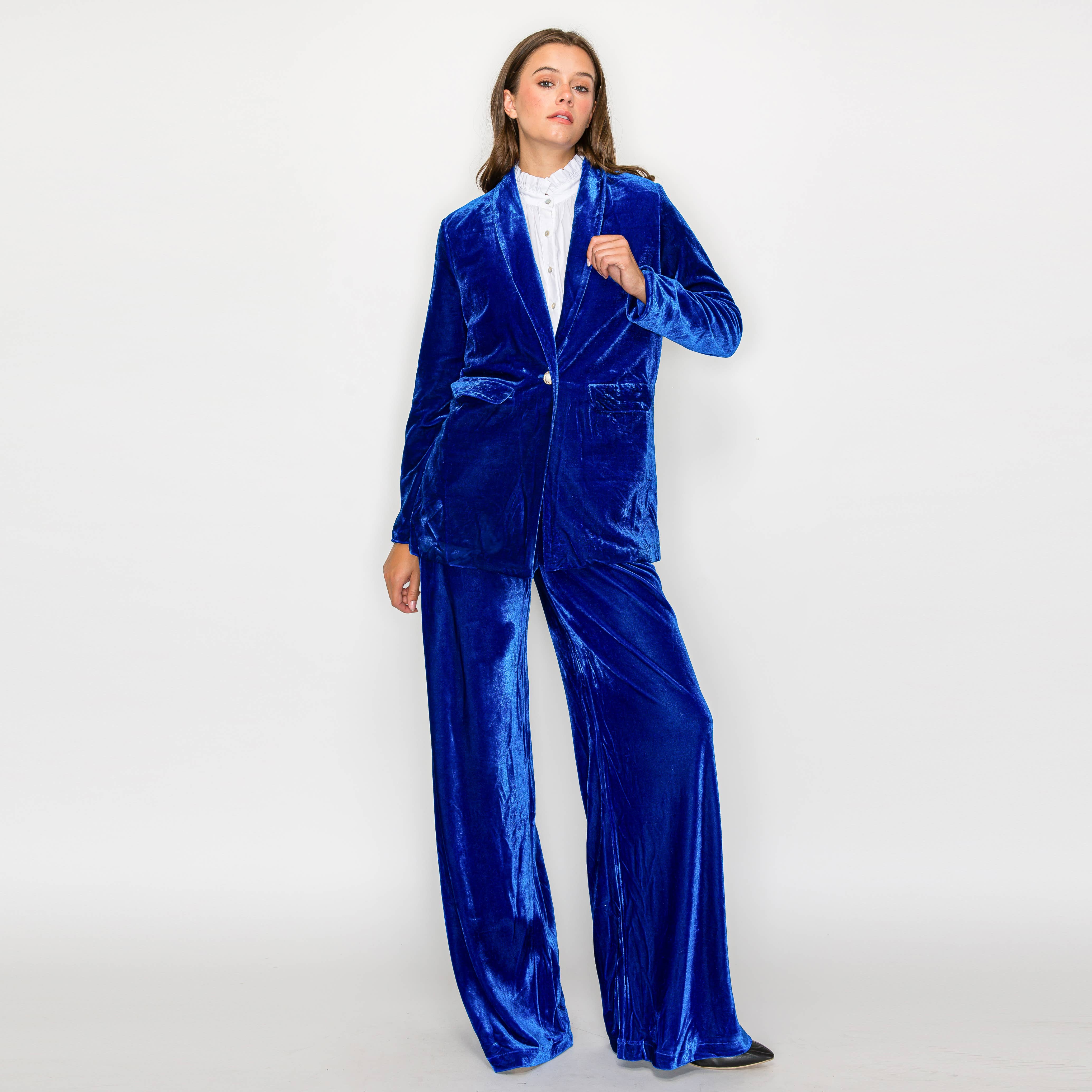 Emily Blue velvet trousers