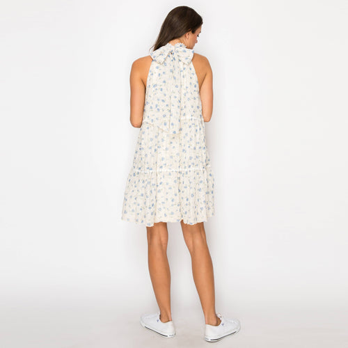 Blue Cloud Daisy Halter Mini Dress