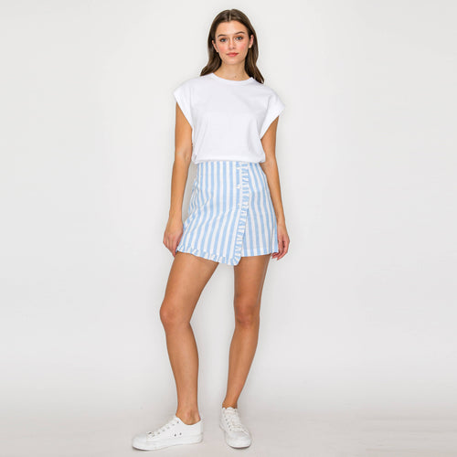 Ruffle Ruffle Stripe Skort - Blue & White Stripe