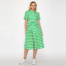 Lucky Green Stripe Shirt Midi Dress