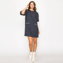 Boucle mini dress with jewel trim