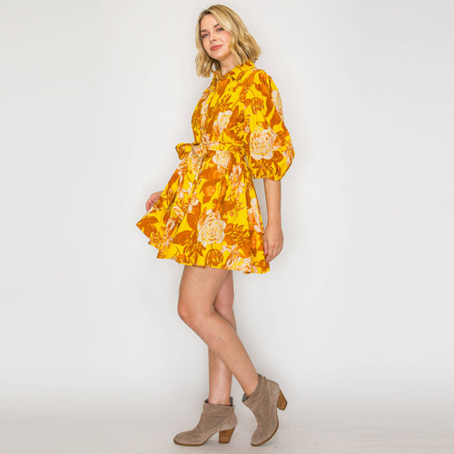 Merigold Rose Print Mini Dress