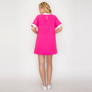 Hot Pink & White Retro Mod Look Mini dress
