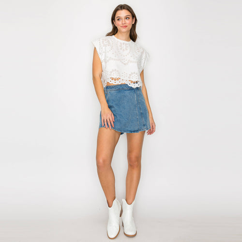 Washed Denim Skort