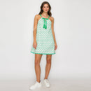Green Daisy Embroidery Halter Mini Dress