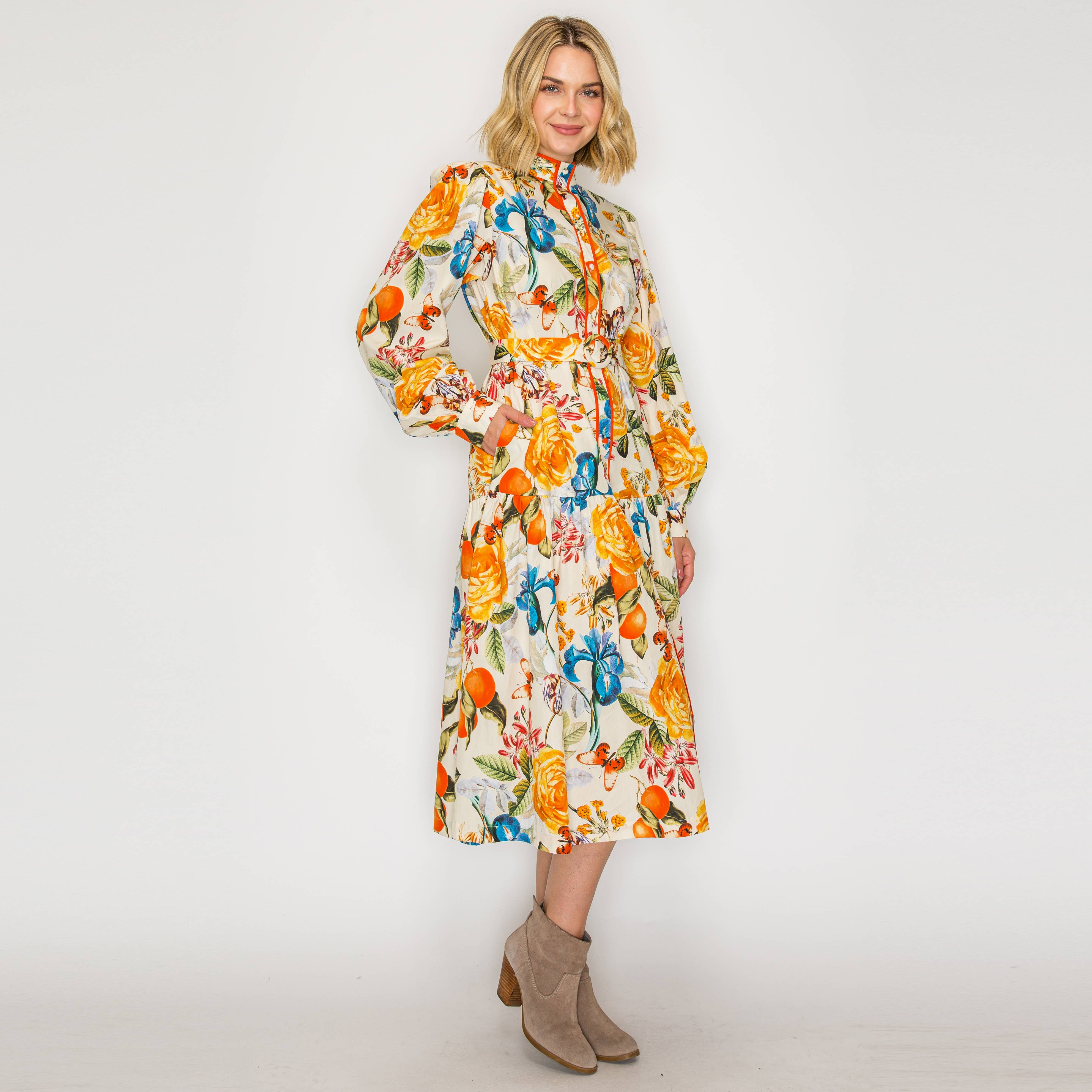 Harvest Flower Midi Dress