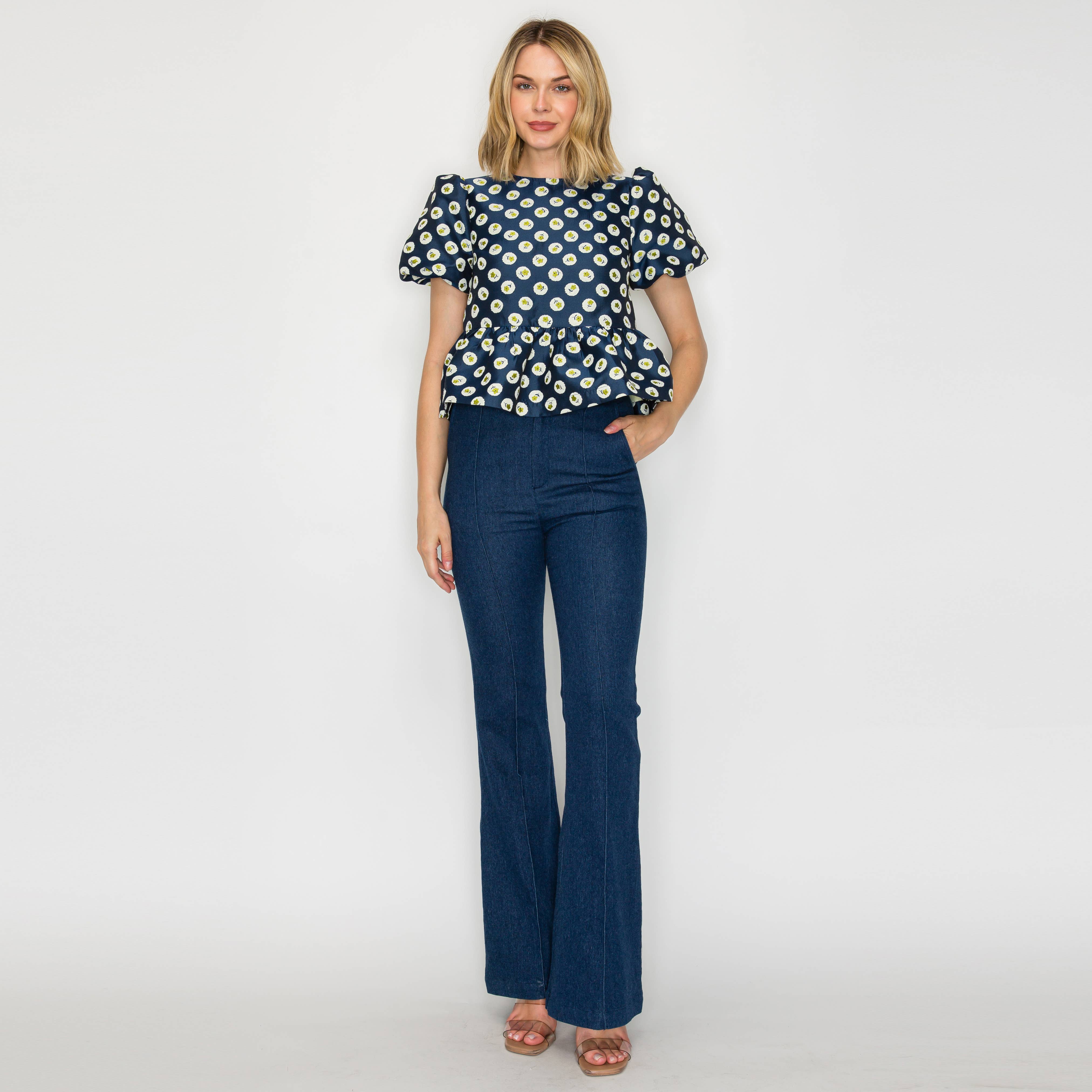 Flower Polka Dots Peplum Top