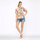 TANGERINE BLOOM Tie-Neck Blouse