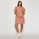 Classic Boucle Mini Shift Dress in Salmon Pink