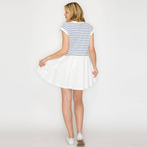 Marine Blue Stripe Mini Dress
