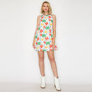 Hot Summer Western Tropical Ivory Halter Mini Dress- LWD3099