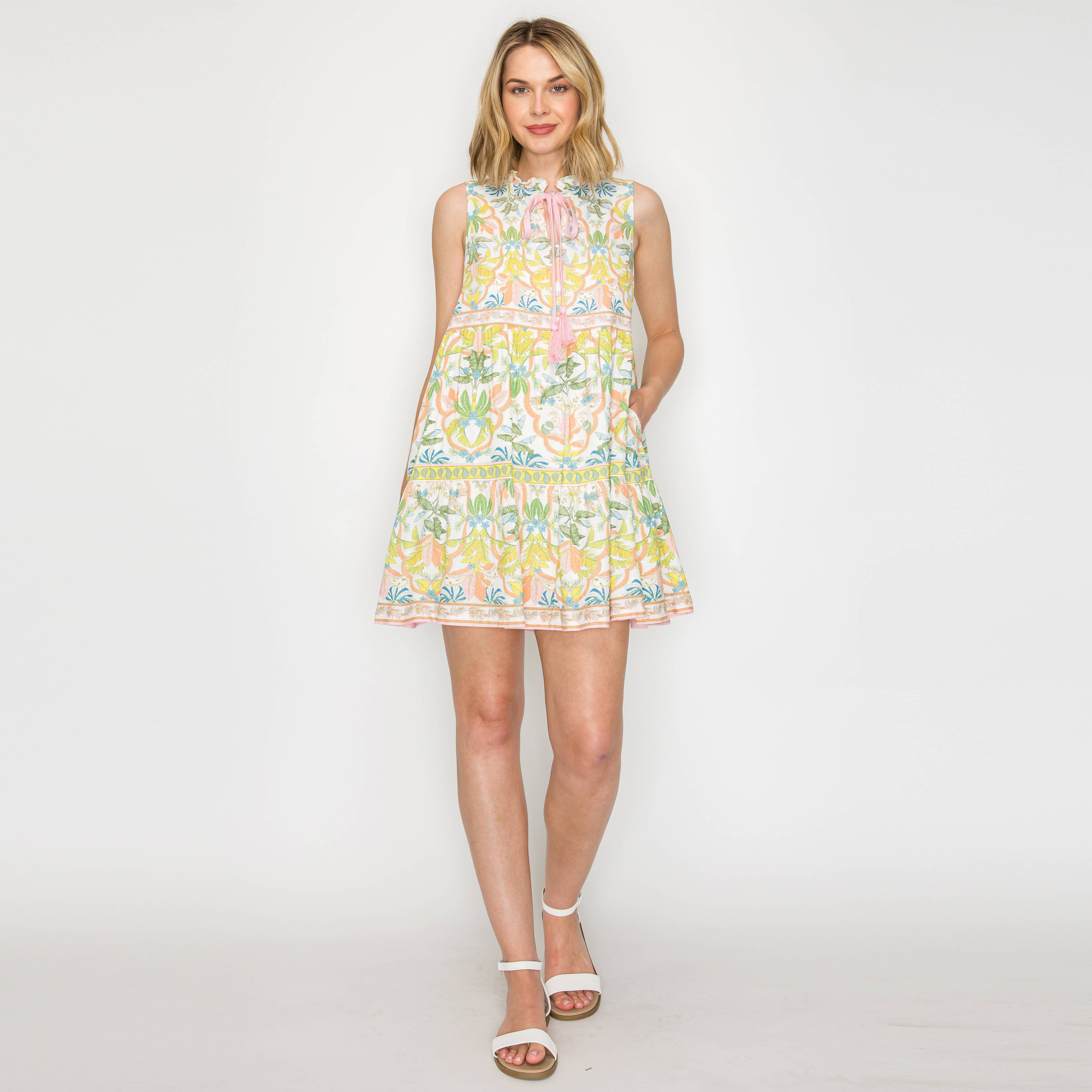 Lemon Yellow Jungle mini dress