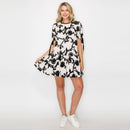 Ivory with Black Rosette Detail Mini Dress