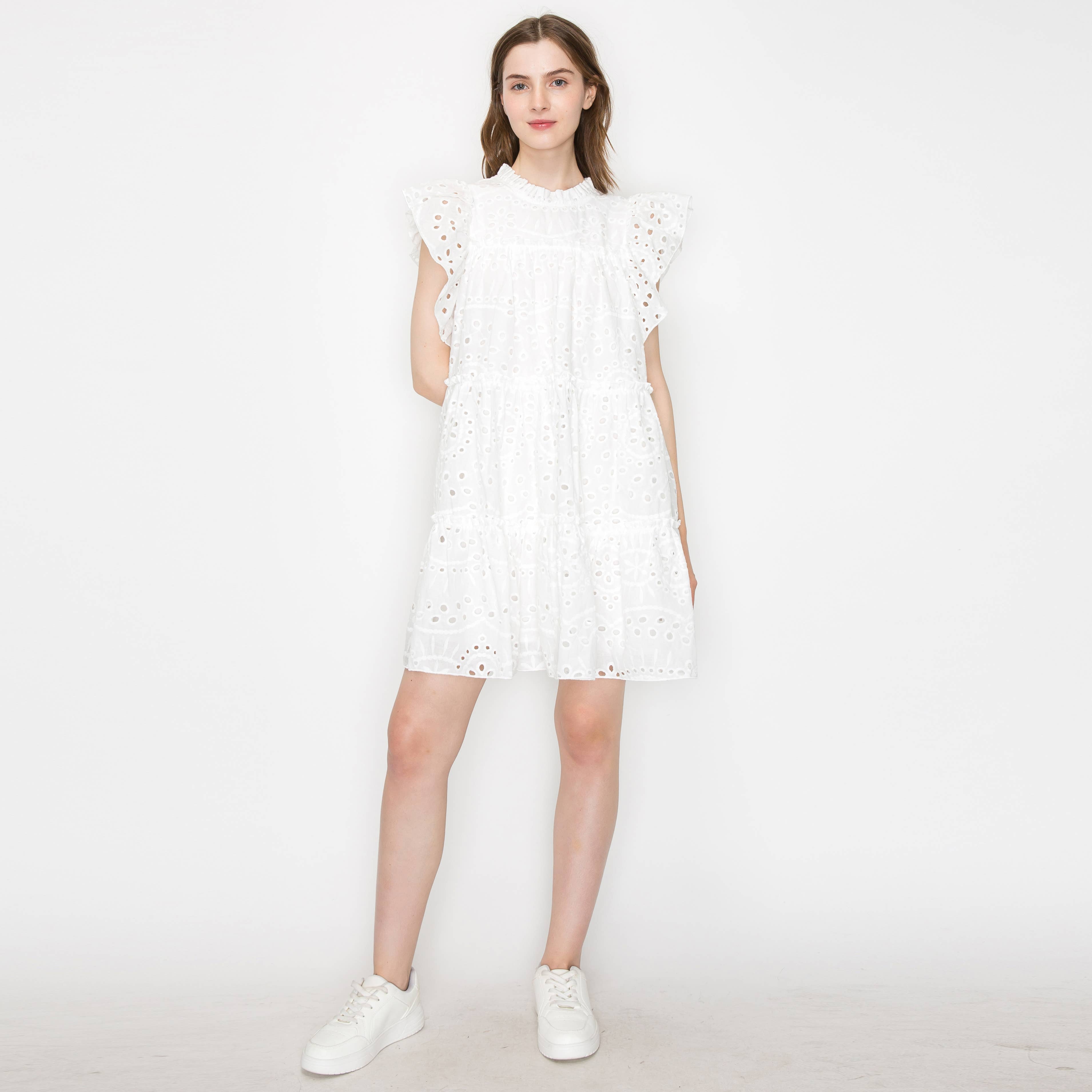 Cotton eyelet mini dress