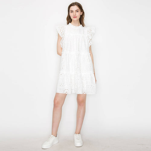 Cotton eyelet mini dress