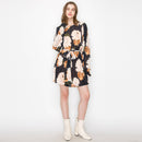 Black floral print mini dress
