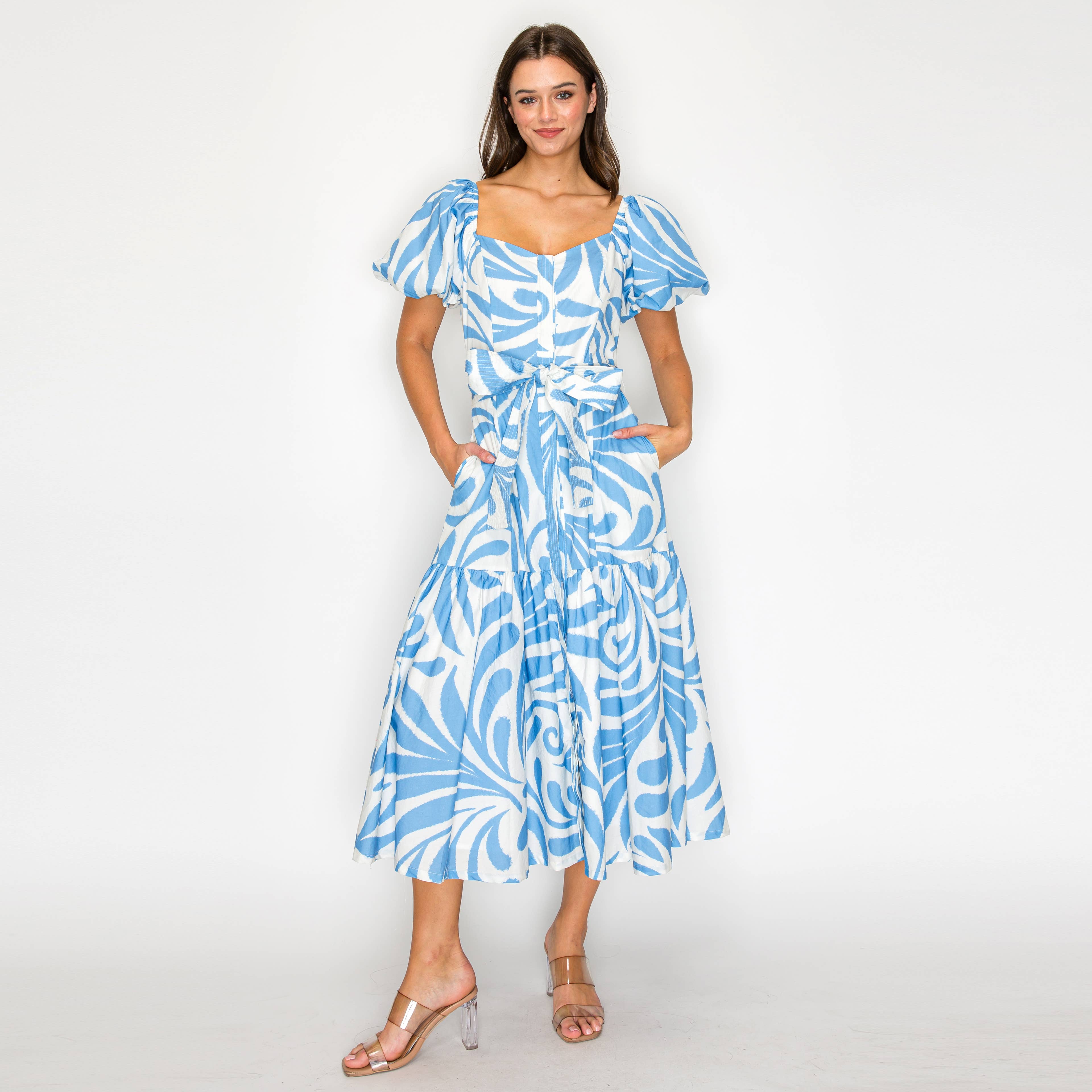 Santorini Swirl Midi Dress