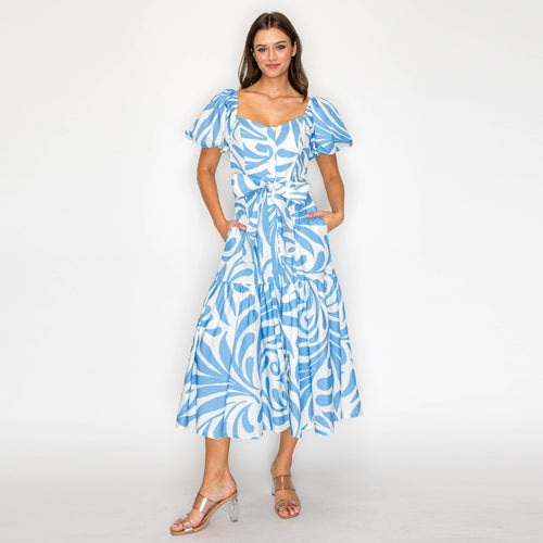 Santorini Swirl Midi Dress