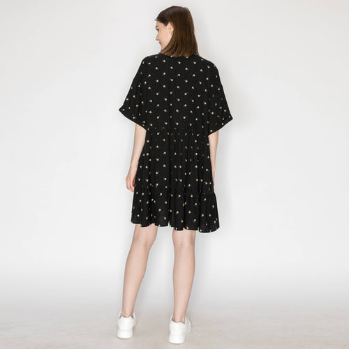 Linen print shirts mini dress