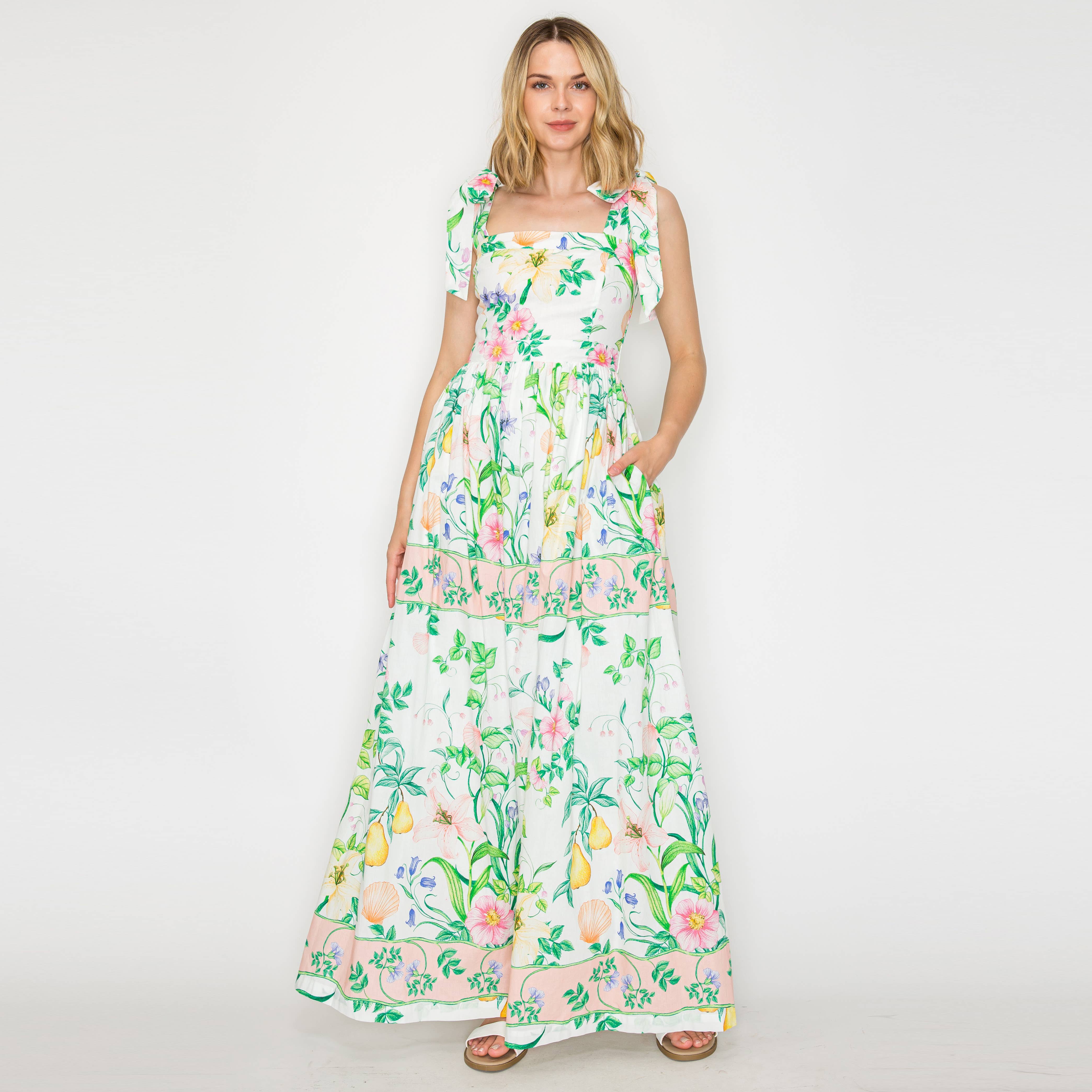 Summer Romantic Garden with Shell Maxi Dress
