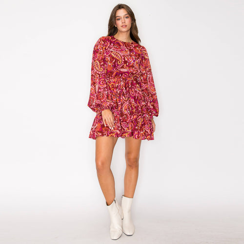 Gypsy Paisley Dramatic Sleeve Mini Dress