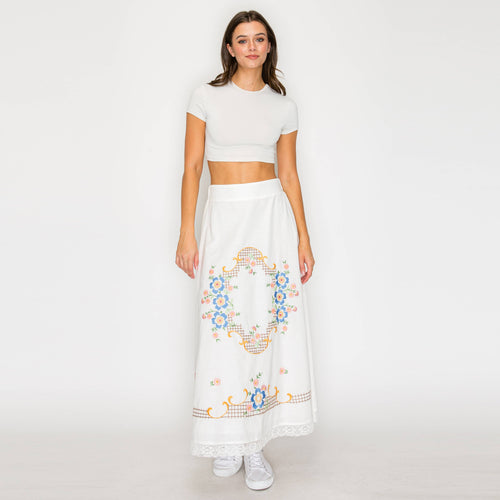 Heirloom Garden Embroidered Midi Skirt