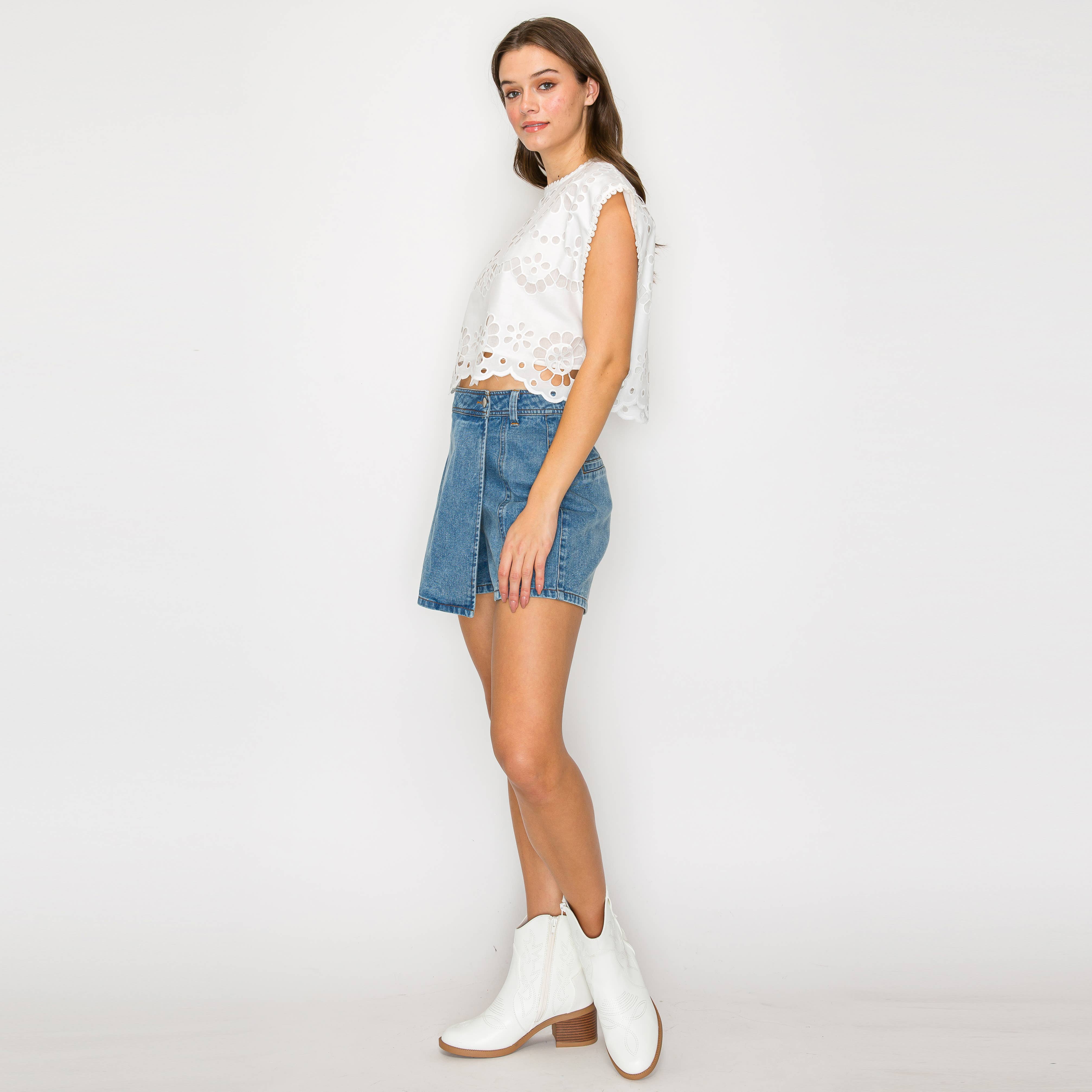 Washed Denim Skort