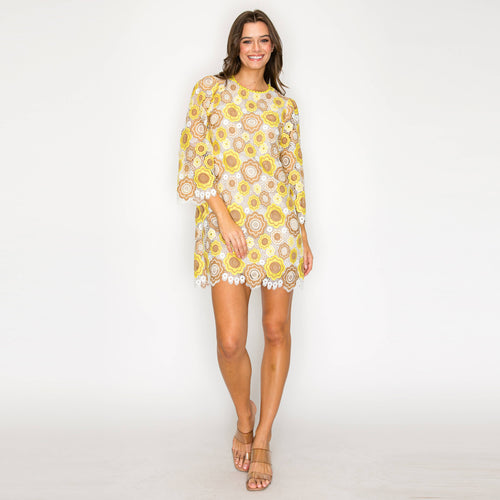 Marigold Vintage Lace Mini Dress