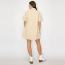 Little Wild Flower Print Twill Shirts Mini Dress