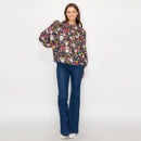 Beautiful Fall Wild Flower Print Cotton Blouse