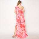 Print one shoulder maxi dress