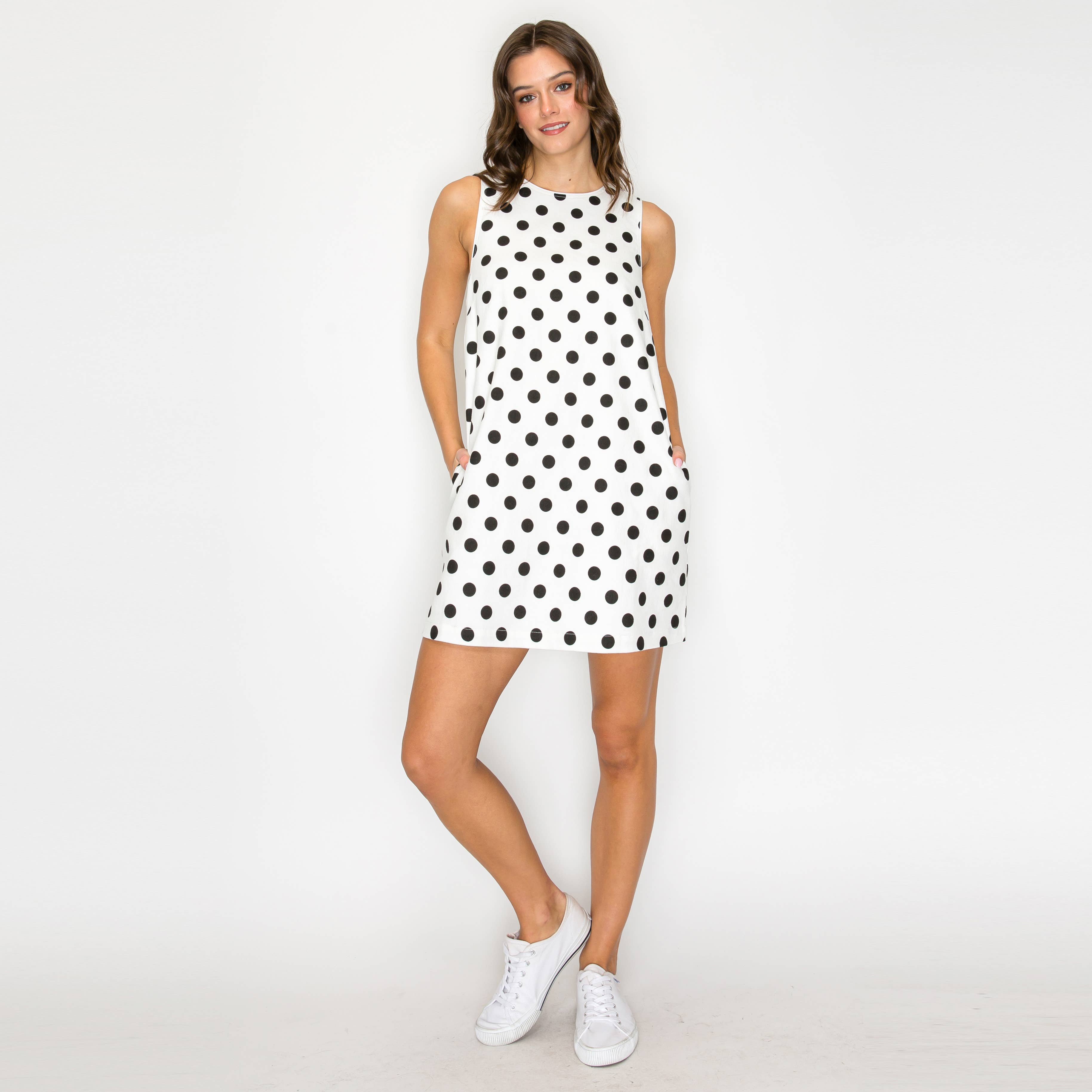 I LOVE POLKA DOTS White Mini Dress