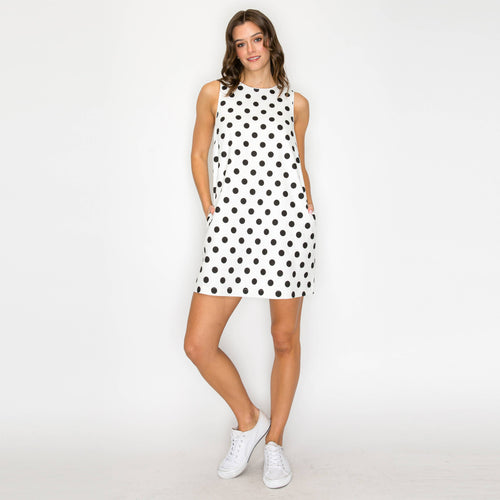 I LOVE POLKA DOTS White Mini Dress