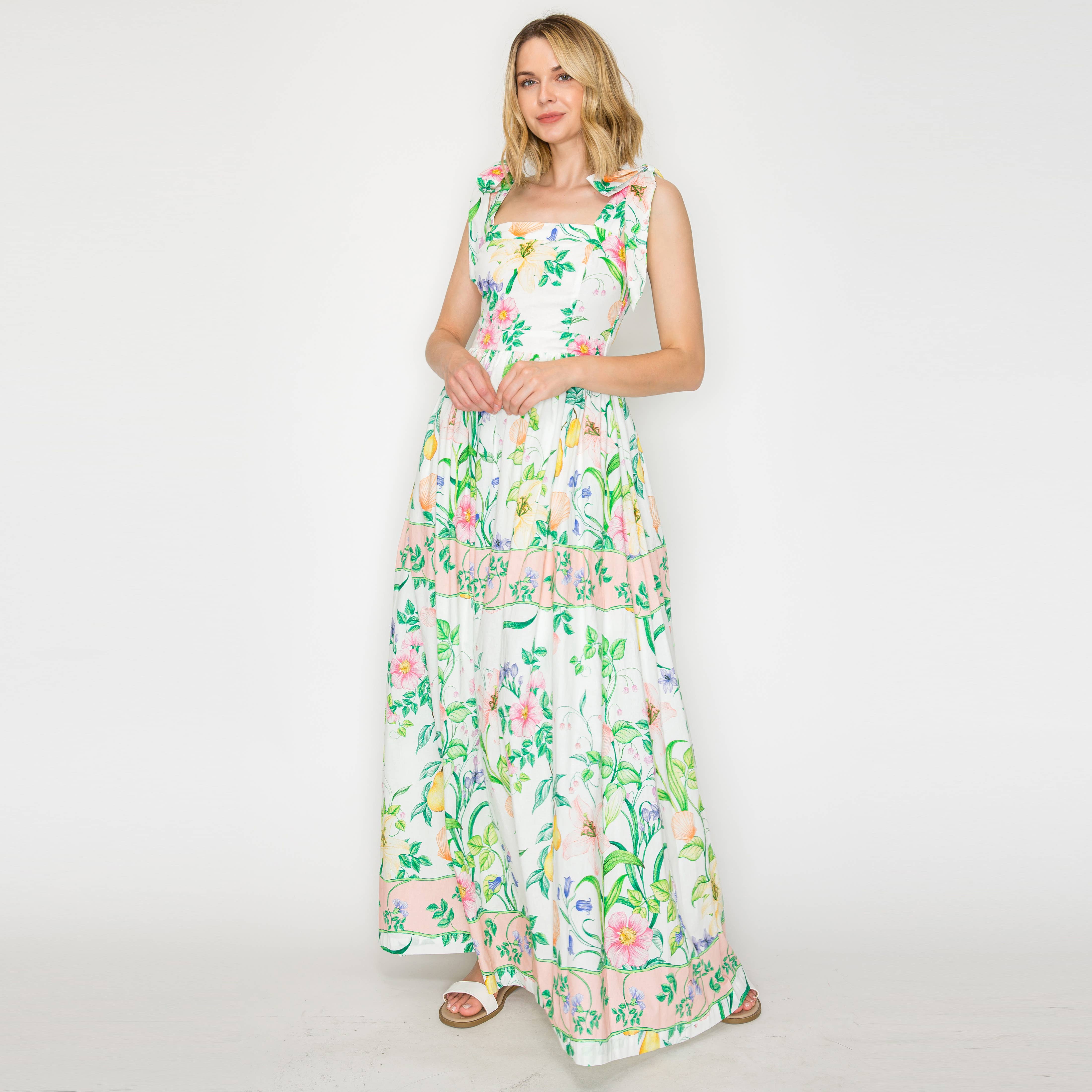 Summer Romantic Garden with Shell Maxi Dress