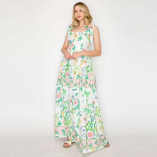 Summer Romantic Garden with Shell Maxi Dress