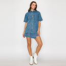 Washed Denim Short Sleeve Shacket