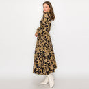 Rich Black & Gold Paisley Print Midi Dress