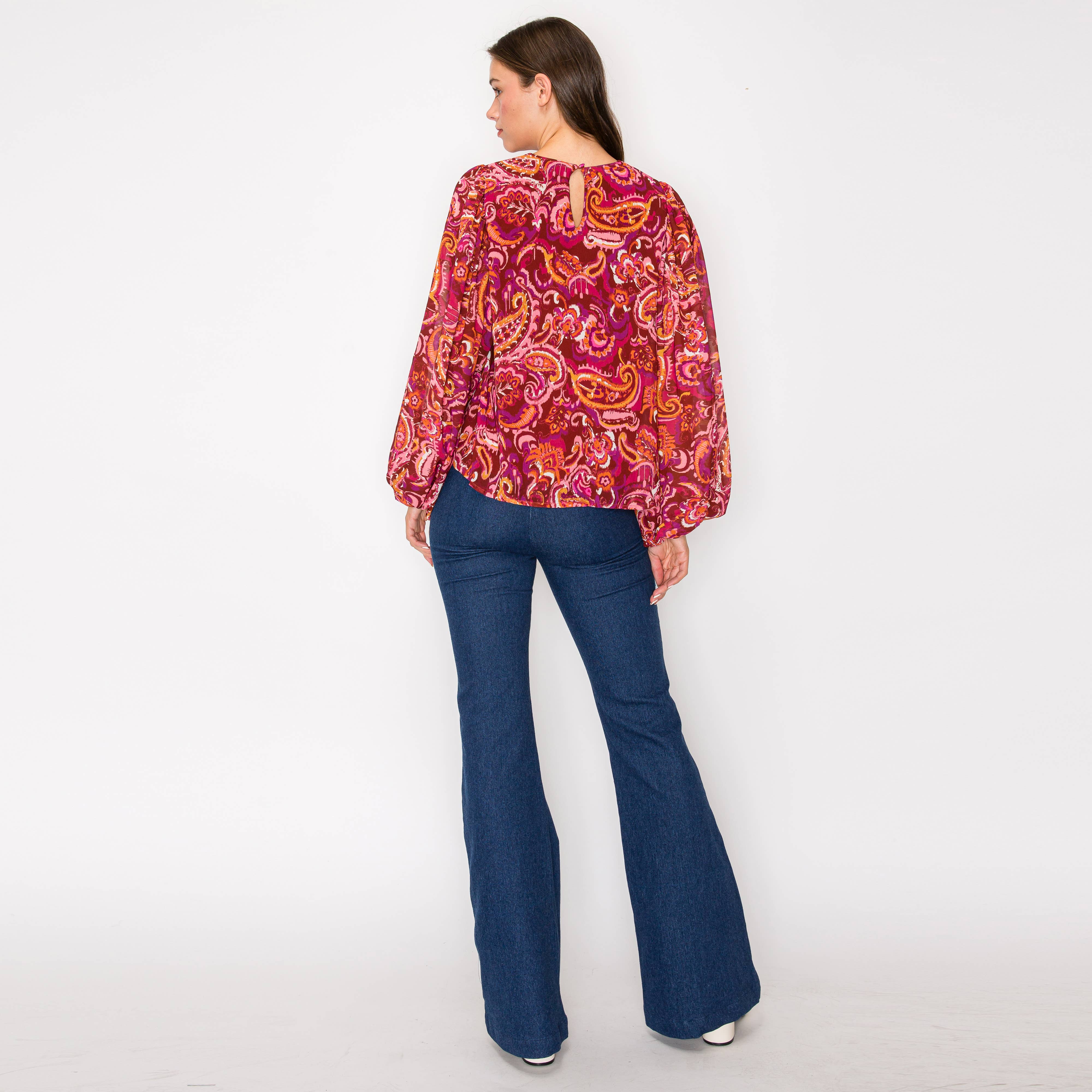 Gypsy Paisley Dramatic Sleeve Blouse